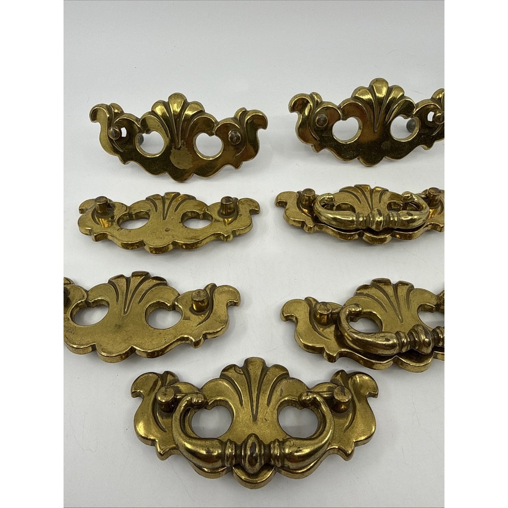 Vintage Canada Brass Drawer Pulls CP-3047 Distressed Salvaged 7 Read PCs Missing